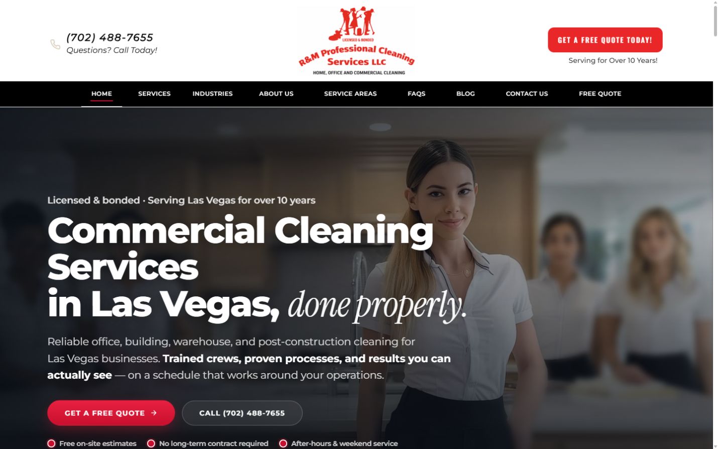 R&M Professional Cleaning website