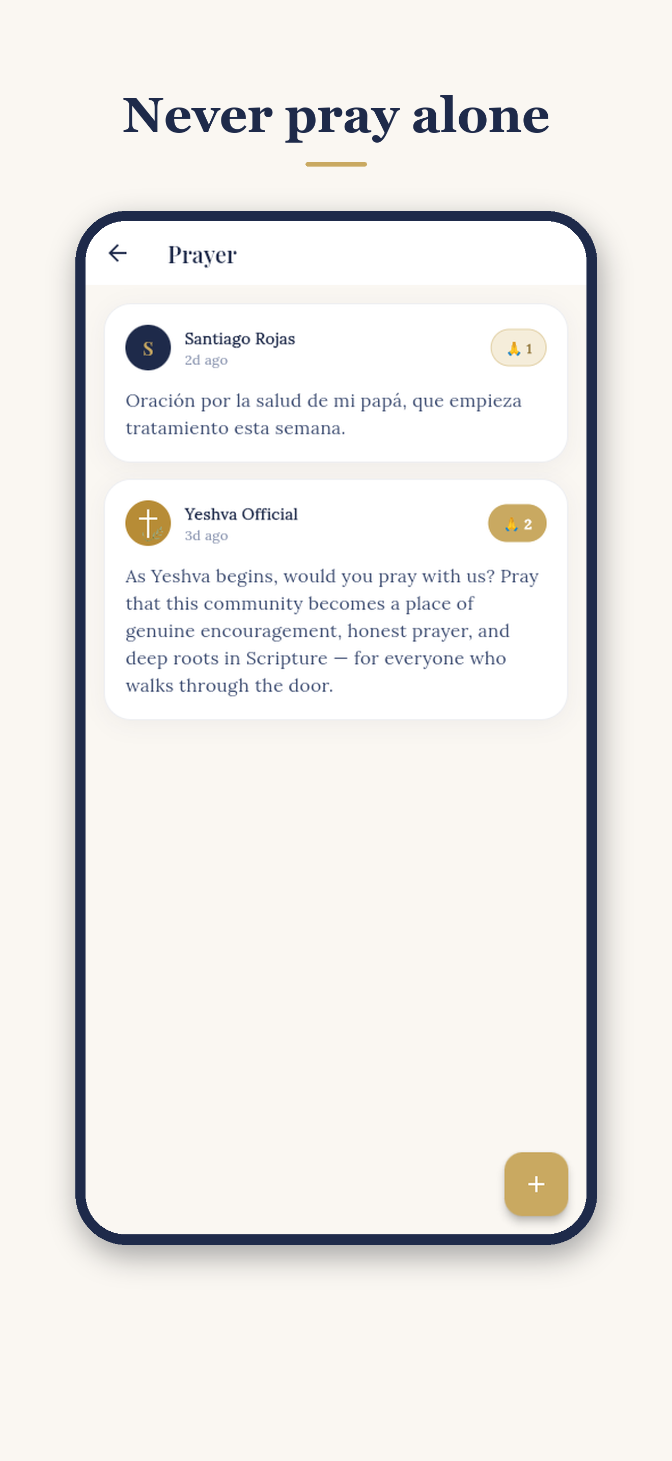 Yeshva Community prayer mobile app screen